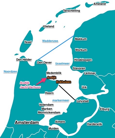 zeilboot huren in Nederland - 
         zeilen van andijk naar enkhuizen